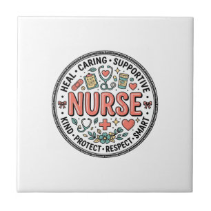 Vintage-Krankenschwester-Schätzung-Blumen-Medizin- Fliese