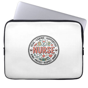 Vintage-Krankenschwester-Schätzung Blumen-Medizin- Laptopschutzhülle
