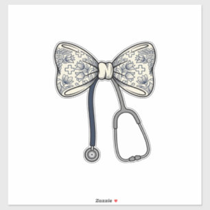 Vintage-Krankenschwester-Schleife Stethoskop Flora Aufkleber