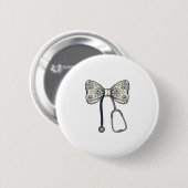 Vintage-Krankenschwester-Schleife Stethoskop Flora Button (Vorne & Hinten)