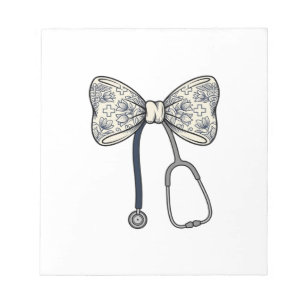 Vintage-Krankenschwester-Schleife Stethoskop Flora Notizblock