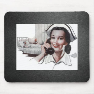 Vintage Krankenschwester Schwarz und Weiß Mousepad