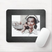 Vintage Krankenschwester Schwarzweiss Mousepad (Mit Mouse)