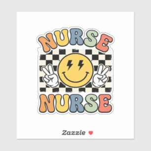 Vintage-Krankenschwester Smiley Karo Hemd Design_1 Aufkleber