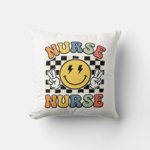Vintage-Krankenschwester Smiley Karo Hemd Design_1 Kissen
