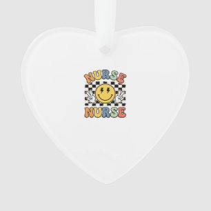 Vintage-Krankenschwester Smiley Karo Hemd Design_1 Ornament