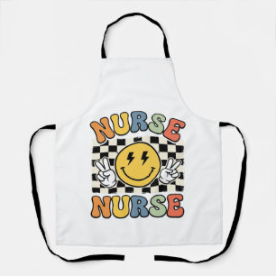 Vintage-Krankenschwester Smiley Karo Hemd Design_1 Schürze