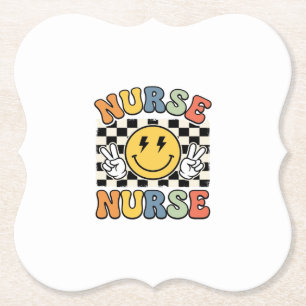 Vintage-Krankenschwester Smiley Karo Hemd Design_1 Untersetzer