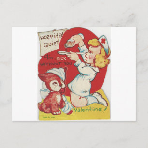 Vintage-Krankenschwester-Valentinstag Feiertagspostkarte