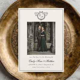 Vintage Kranz Monogram Elegante Hochzeitsfotografi Save The Date