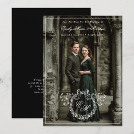 Vintage Kranz Monogram Eleganter Hochzeits-Foto-Vo Save The Date