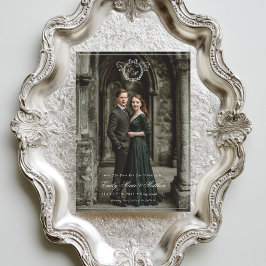 Vintage Kranz Monogram Eleganter Hochzeits-Foto-Vo Save The Date