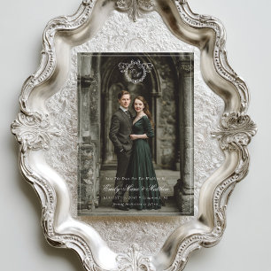 Vintage Kranz Monogram Eleganter Hochzeits-Foto-Vo Save The Date