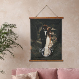 Vintage Kranz Monogramm Hochzeitsfoto Erinnerung Wandteppich Mit Holzrahmen