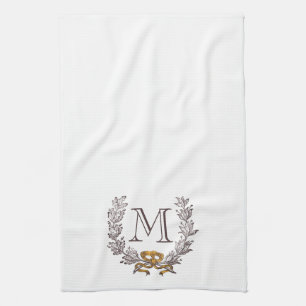 Vintage-Kranz personalisierter Monogramm-Anfangsbu Geschirrtuch