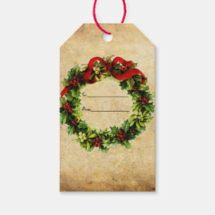 Vintage-Kranz-Weihnachts-Geschenkanhänger Geschenkanhänger