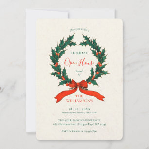 Vintage-Kranz-Weihnachts-Open-House-Einladung Einladung