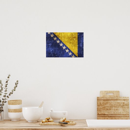 Vintage Kratzflagge in Bosnien-Herzegowina Poster (Küche)