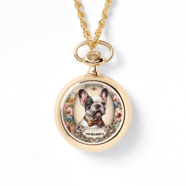 Vintage Krawatte Vibes & Frenchie Armbanduhr (Vorderseite)