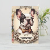 Vintage Krawatte Vibes & Frenchie Einladung (Stehend Vorderseite)