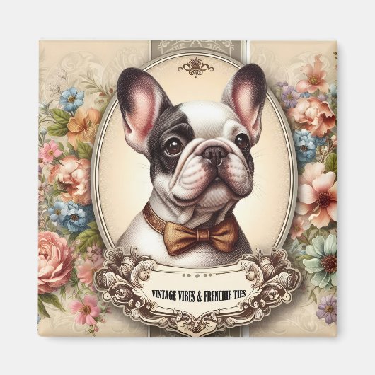 Vintage Krawatte Vibes & Frenchie Magnet (Vorne)