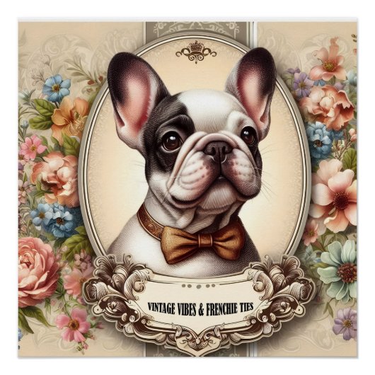 Vintage Krawatte Vibes & Frenchie Poster (Vorderseite)