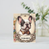 Vintage Krawatte Vibes & Frenchie Postkarte (Stehend Vorderseite)