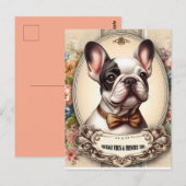 Vintage Krawatte Vibes & Frenchie Postkarte (Vorne/Hinten)