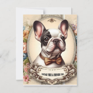 Vintage Krawatte Vibes & Frenchie Postkarte