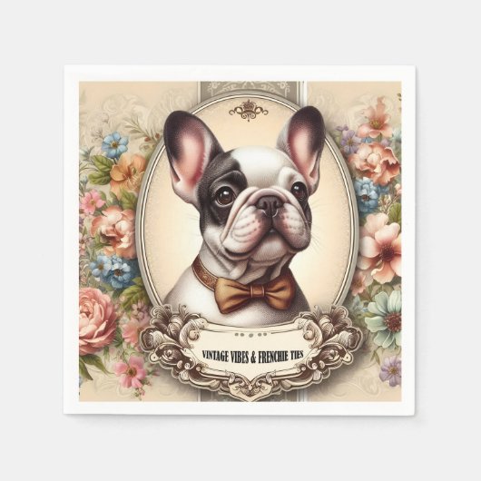 Vintage Krawatte Vibes & Frenchie Serviette (Vorderseite)