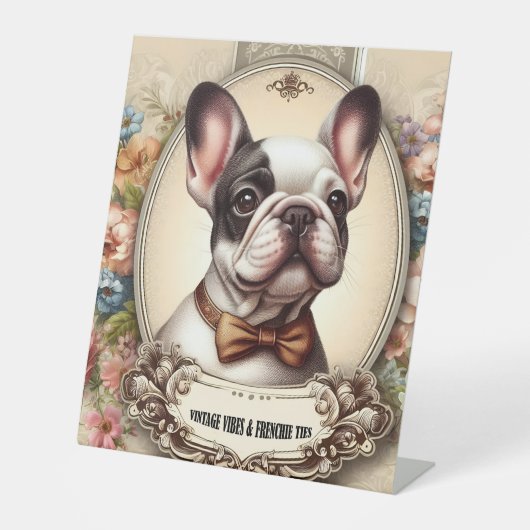 Vintage Krawatte Vibes & Frenchie Sockelschild (Vorderseite)