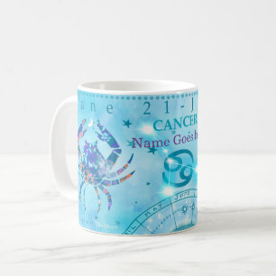 Vintage Krebs-Sternzeichen Blau personalisiert Kaffeetasse