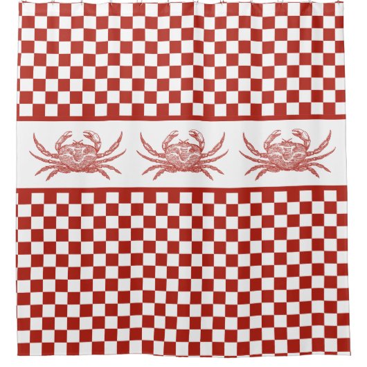 Vintage Krebse, rot/weiß Duschvorhang (Vorderseite)