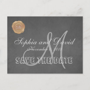 Vintage-Kreide-Altes-Wachs-Siegel-Hochzeit SPEICHE Ankündigungspostkarte