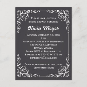 Vintage Kreide-lädt verzierte Grenzdusche ein Einladung