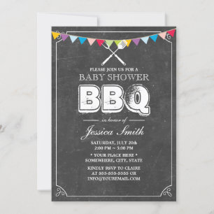 Vintage-Kreidetafel-Baby-Shower-BBQ-Party Einladung