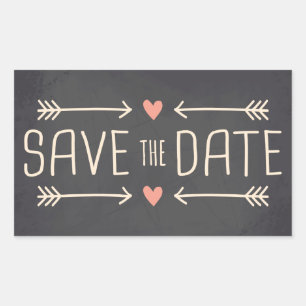 Vintage-Kreidetafel-Design für Save-the-Date Rechteckiger Aufkleber