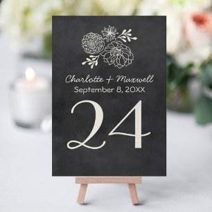 Vintage Kreidetafel Florales Monogramm Hochzeit Tischnummer