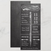 Vintage Kreidetafel Hochzeit - Termin vormerken Save The Date (Vorne/Hinten)