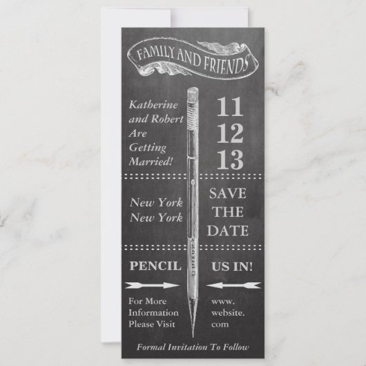 Vintage Kreidetafel Hochzeit - Termin vormerken Save The Date (Vorderseite)