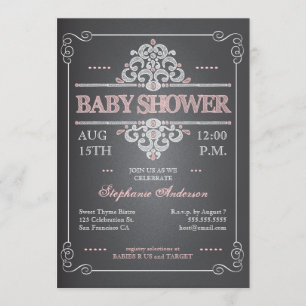 Vintage-Kreidetafel-Mädchen-Baby-Shower-Einladung Einladung