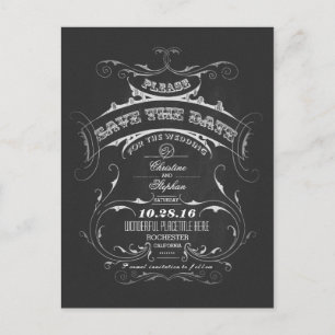 Vintage-Kreidetafel-Save-the-Date-Postkarte Ankündigungspostkarte