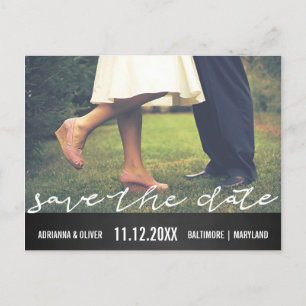 Vintage Kreidetafel Save The Date Typografie Foto Ankündigungspostkarte
