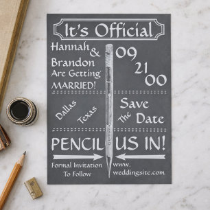 Vintage Kreidetafel-Style Save The Date / Einladun Ankündigungspostkarte