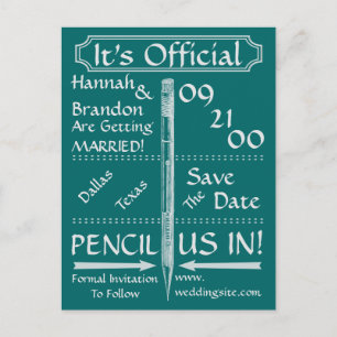 Vintage Kreidetafel-Style Save The Date / Einladun Ankündigungspostkarte