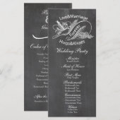 Vintage-Kreidetafel-Tauben-Hochzeitsprogramm Programm (Vorne/Hinten)