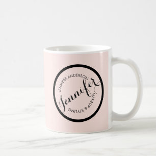 Vintage-Kreis-Stempel-Logo Make-up und Schönheit R Kaffeetasse