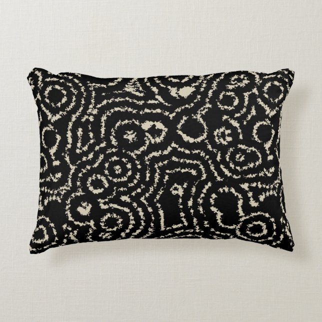 Vintage Kreise aus Schwarz und Taupe Dekokissen (Vorderseite)