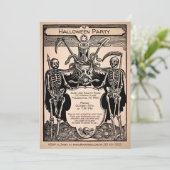 Vintage, kreolische Einladung zum Skelett (Stehend Vorderseite)