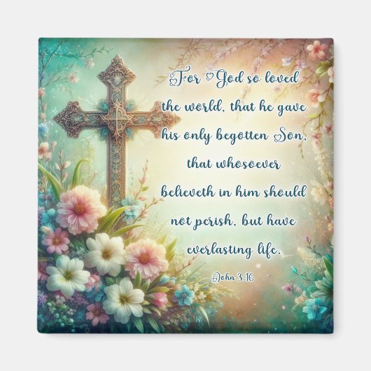 Vintage Kreuzbibelverse Magnet (Vorne)